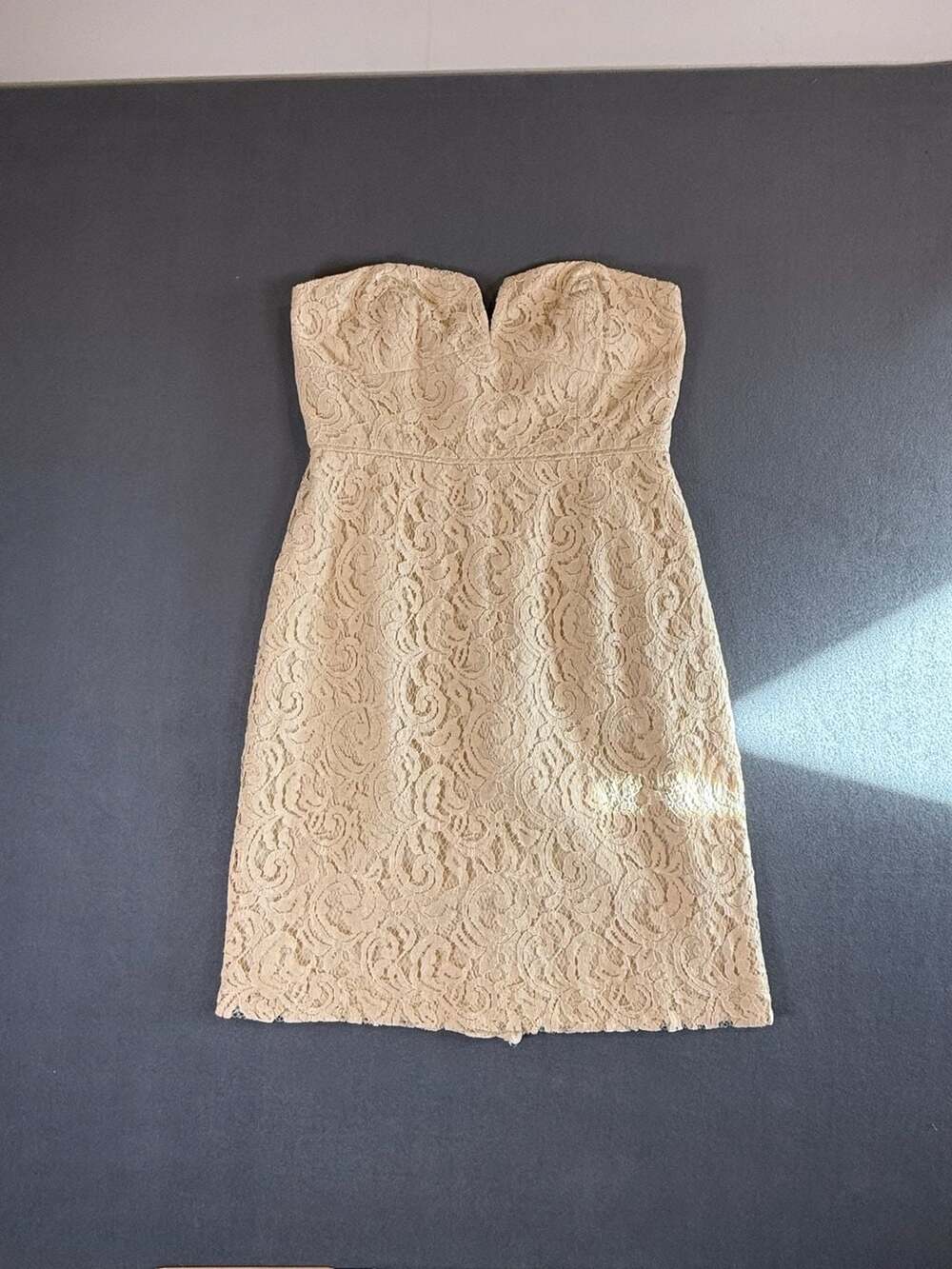 J. Crew Butter Yellow Kelsey Strapless Lace Dress Size 8